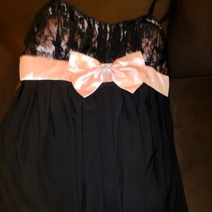 Rainbow formal dress puffball hem lace top w/adjustable spaghetti straps